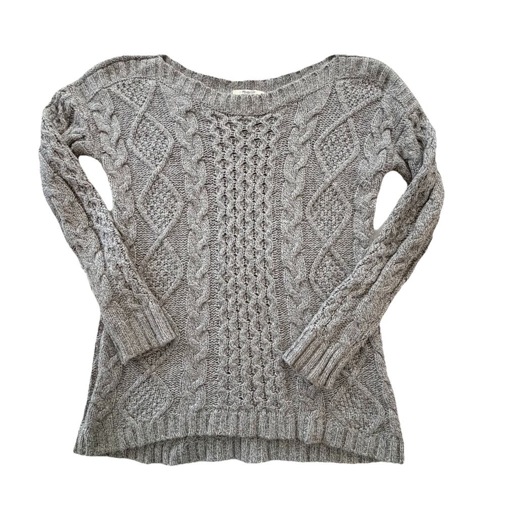 Madewell Grey Cable Knit Sweater Round Neck Womens S Cotton Rabbit Hair Capsule